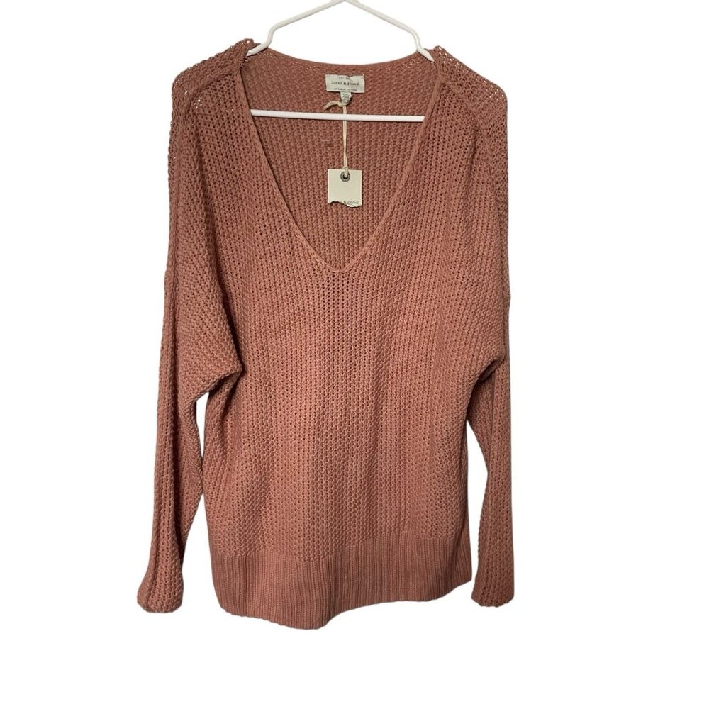 Lucky Brand Women's L Mauve V-Neck Sweater Lightweight Knit Polyester New